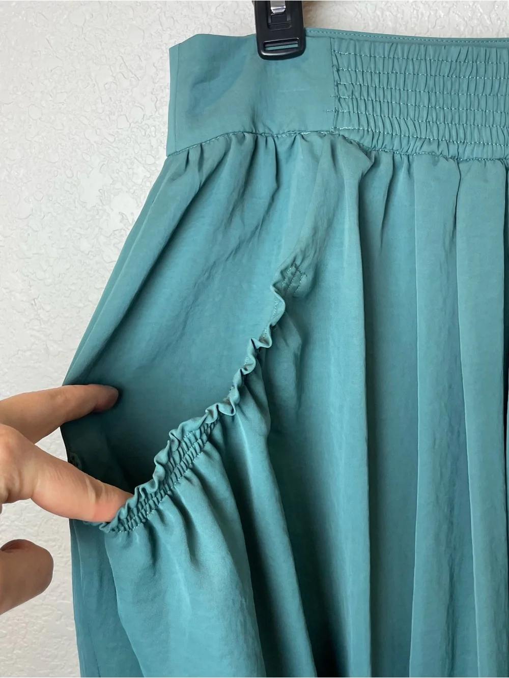 Zara Teal Bubble-Hem Pleated Skirt Size L - Picture 2 of 8
